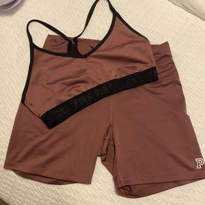PINK Victoria’s Secret sports bra & biker shorts set